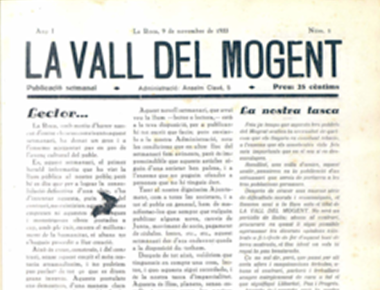 Ejemplo de transcripción de documento histórico La Vall del Mogent en el repositorio Trencadís