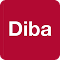 Logotipo de la Diputació de Barcelona (Diba) sobre un fondo cuadrado granate.